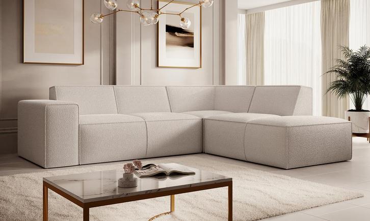 Meubella hoekbank Monet beige teddystof 260 cm, Maison & Meubles, Canapés | Coins salons complets, Envoi