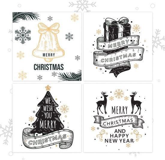 2dekans | Giftmas Kerstkaarten - Wenskaarten - 52 Stuks -, Diversen, Kerst, Ophalen of Verzenden