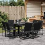 vidaXL 9-delige Tuinset textileen zwart, Tuin en Terras, Tuinsets en Loungesets, Verzenden, Nieuw, Tuinset