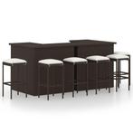 vidaXL 8-delige Tuinbarset met kussens poly rattan bruin, Tuin en Terras, Verzenden, Nieuw