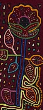 Broderie - Guerrier combat une bête - Kuna - Mola - Panama, Antiek en Kunst