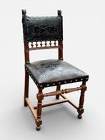 Chaise (4) - Bois, Cuir - Lot de 6 chaises Henri II