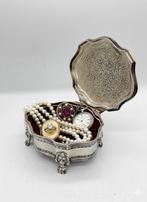 Ornate Silver-Plated Jewelry Box - Royal Crest & Lion-Paw