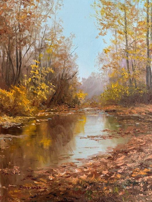 Emre Kinali - Autumn and the River, Antiek en Kunst, Kunst | Schilderijen | Modern