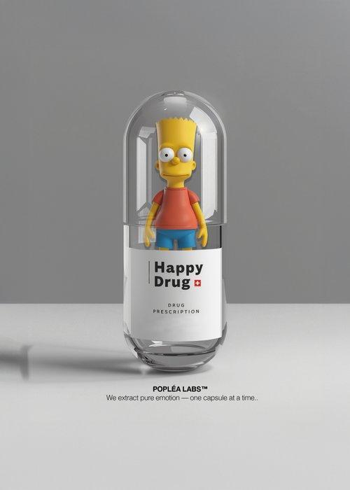 Poplea - HAPPY DRUG - POPLEA LABS - BART, Antiek en Kunst, Kunst | Schilderijen | Modern