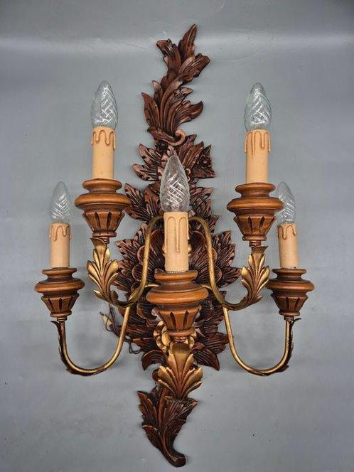 Wandapplikation – fünfarmiger Lüster im floralen Stil –, Antiek en Kunst, Curiosa en Brocante
