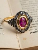 Zonder minimumprijs - Ring - 9 kt. Geel goud, Zilver Robijn, Nieuw