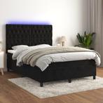 vidaXL Boxspring met matras en LED fluweel zwart 140x200 cm, Verzenden, Nieuw