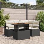 vidaXL 5-delige tuinsofa set met kussens in zwart van poly, Tuin en Terras, Verzenden, Nieuw