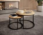 Meubella | salontafel eiken set van 2 industrieel, Huis en Inrichting, Verzenden, Nieuw, 50 tot 100 cm, Minder dan 50 cm