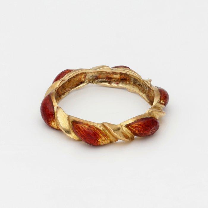 Ring - 18 karaat Geel goud - Emaille, Handtassen en Accessoires, Ringen