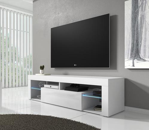 TV-Meubel Fancy - Wit - 140x35x50 - TVKast - Modern met led, Maison & Meubles, Armoires | Mobilier de télévision, Envoi