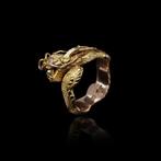 Ring Chinese 14kt. geelgouden draak heren grote X maat ring, Handtassen en Accessoires, Ringen, Nieuw