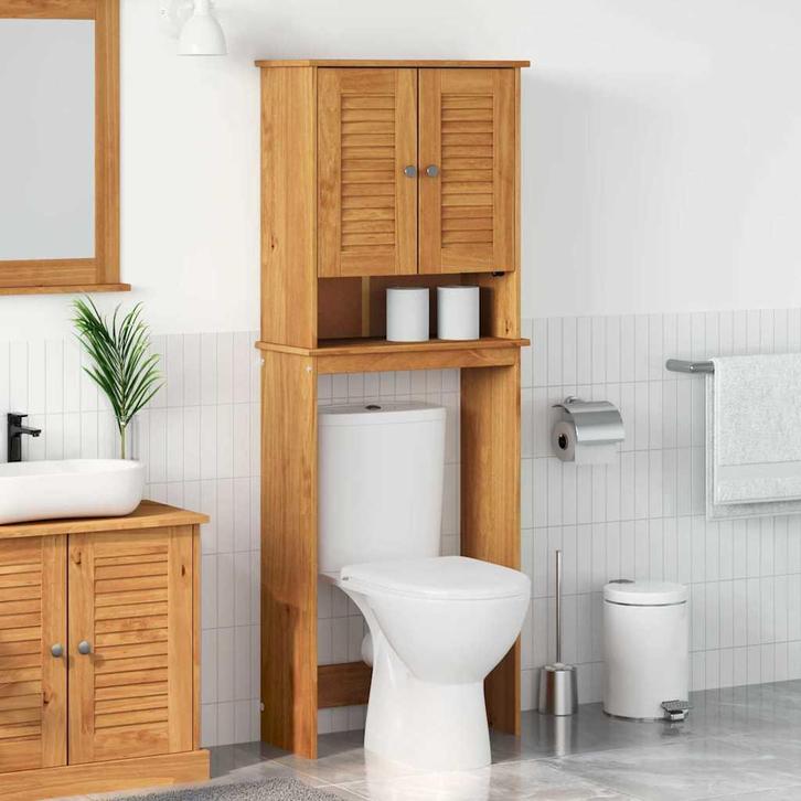 vidaXL Toiletkast VIGO Honingbruin 60 x 27 x 161 cm Massief, Huis en Inrichting, Tafels | Kaptafels, Nieuw, Verzenden