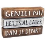 BonTon - Houten Tekstplank / Tekstbord 16 x 24 cm Geniet..., Antiek en Kunst, Verzenden
