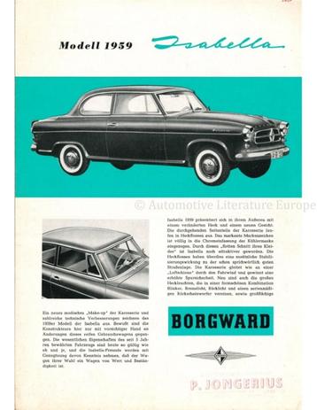 1959 BORGWARD ISABELLA BROCHURE DUITS