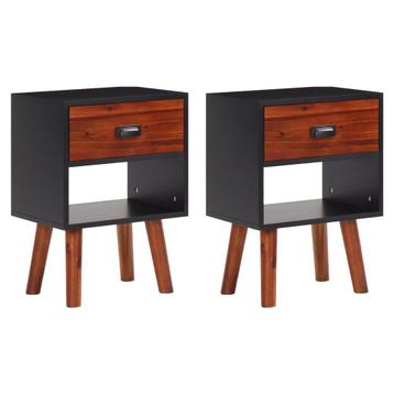 vidaXL Nachtkastjes 2 st 40x30x57 cm massief acaciahout, Huis en Inrichting, Verzenden, Nieuw