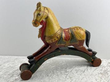 Cheval à bascule - Handgeschilderd Paardje op karretje -