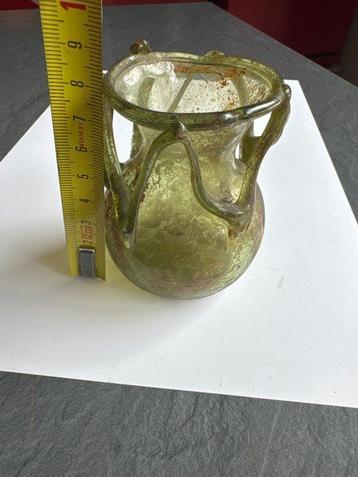 Romain antique Verre Vase - 8 cm (Sans Prix de Réserve)