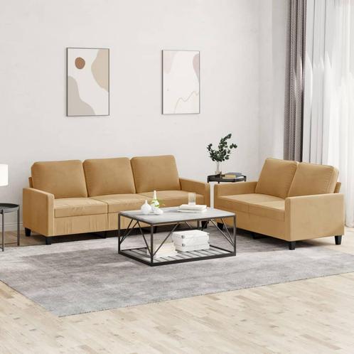 vidaXL 2-delige Loungeset met kussens fluweel bruin, Huis en Inrichting, Zetels | Zetels, Nieuw, Verzenden