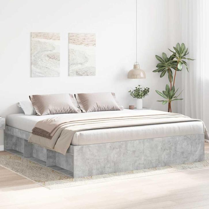 vidaXL Bedframe betongrijs 180x200 cm Super King Size, Huis en Inrichting, Slaapkamer | Bedden, Nieuw, Verzenden