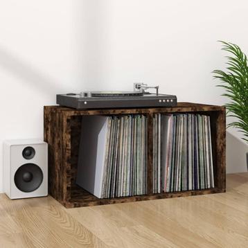 vidaXL Opbergbox voor LPs 71x34x36 cm bewerkt hout gerookt, Verzenden