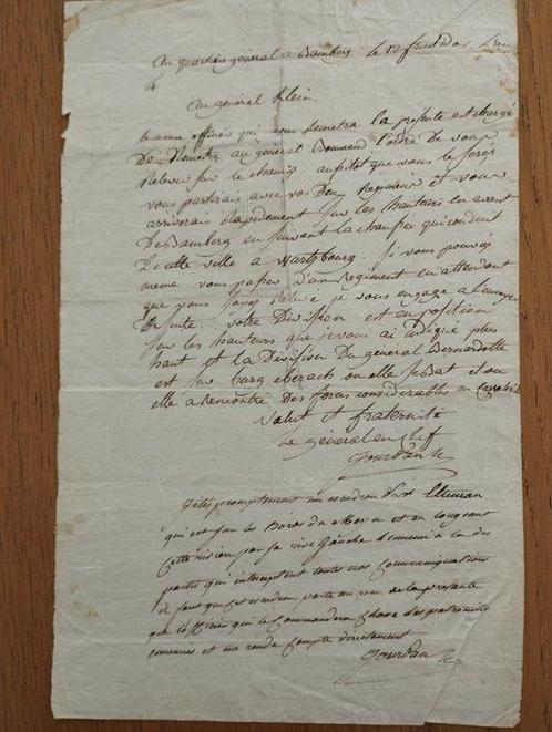 Jean-Baptiste Jourdan marechal de France - 2 L.A.S. - 1796, Verzamelen, Film en Tv