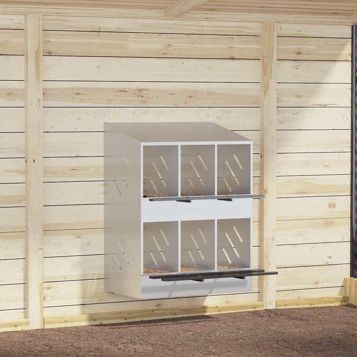 vidaXL Kippennestkast met 6 vakken gegalvaniseerd metaal, Dieren en Toebehoren, Knaagdieren en Konijnen | Hokken en Kooien, Nieuw