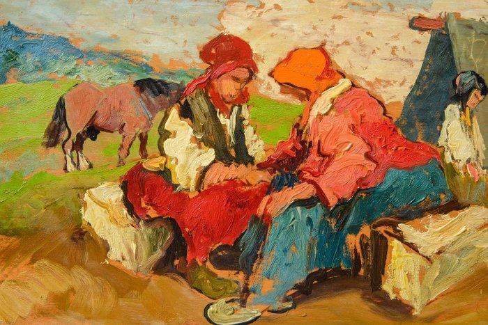 Basso Ragni (1921-1979) - Zingare al bivacco, Antiek en Kunst, Kunst | Schilderijen | Klassiek