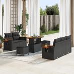 vidaXL 8-delige tuinset met kussens zwart poly rattan acacia, Verzenden, Nieuw