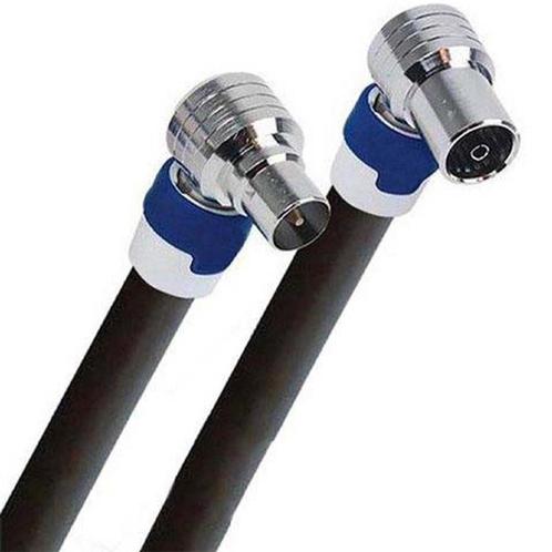 Coax kabel 3 meter - Zwart - Male en Female haakse pluggen -, Doe-het-zelf en Bouw, Elektriciteit en Kabels, Nieuw