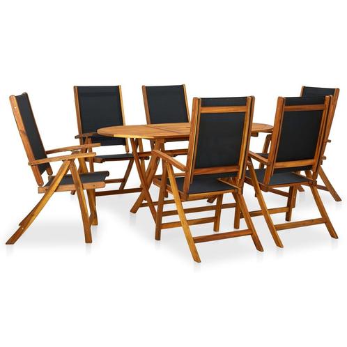 vidaXL 7-delige Tuinset massief acaciahout, Tuin en Terras, Tuinsets en Loungesets, Tuinset, Nieuw, Verzenden