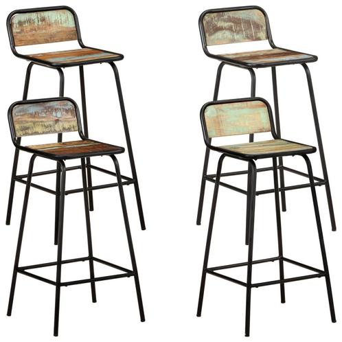 vidaXL Barstoelen 4 st massief gerecycled hout, Huis en Inrichting, Barkrukken, Nieuw, Verzenden