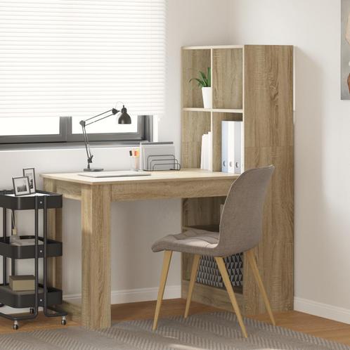 vidaXL Bureau met plank Sonoma eiken 122 x 67 x 145 cm, Huis en Inrichting, Bureaus, Nieuw, Verzenden