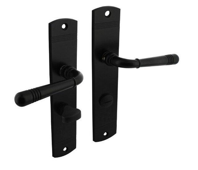 Intersteel deurkruk Helena op schild 230x44mm WC63/8 zwart, Doe-het-zelf en Bouw, Hang- en Sluitwerk, Ophalen of Verzenden