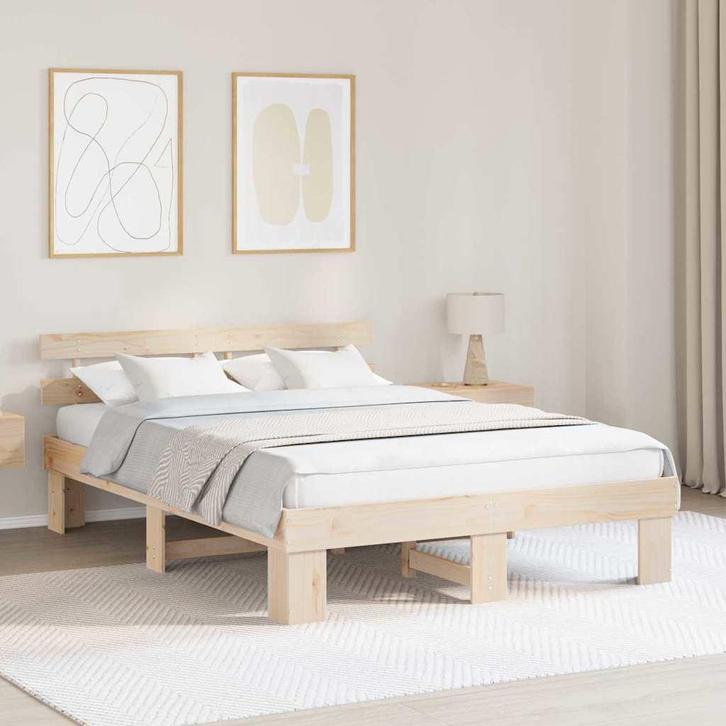 vidaXL Bedframe met hoofdeinde Bruin 150 x 200 cm, Huis en Inrichting, Slaapkamer | Bedden, Nieuw, Verzenden