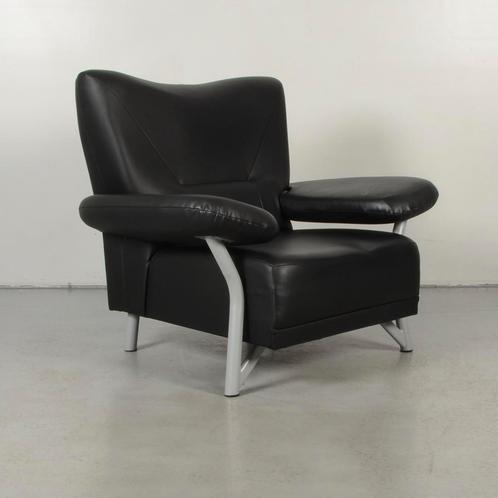 Fauteuil Frontseat - Zwart kunstleder - 4-poot onderstel, Huis en Inrichting, Stoelen, Gebruikt, Ophalen of Verzenden