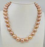 Halsketting Grote 11,5x14,5mm ronde Edison parels, Zilver, Handtassen en Accessoires, Kettingen, Nieuw