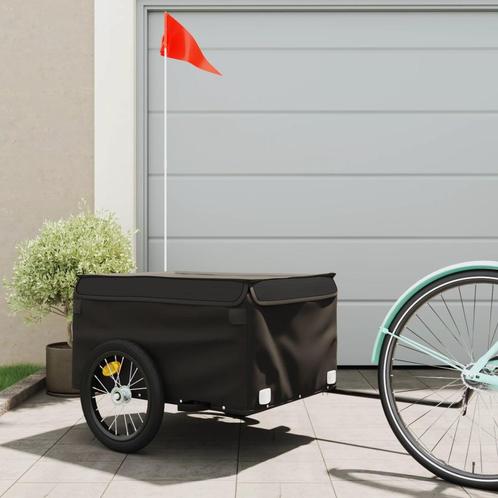 vidaXL Fietstrailer 45 kg ijzer zwart, Fietsen en Brommers, Fietsaccessoires | Aanhangwagens en Karren, Nieuw, Verzenden