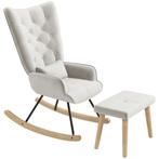 TRUUSK Schommelstoel Met Kruk - Relaxstoel Met Kussen - Fluw, Huis en Inrichting, Fauteuils, Verzenden, Nieuw