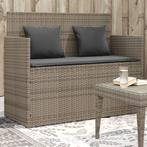 vidaXL Tuinbank met kussens poly rattan grijs, Tuin en Terras, Verzenden, Nieuw