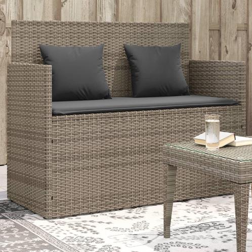 vidaXL Tuinbank met kussens poly rattan grijs, Tuin en Terras, Tuinsets en Loungesets, Nieuw, Verzenden