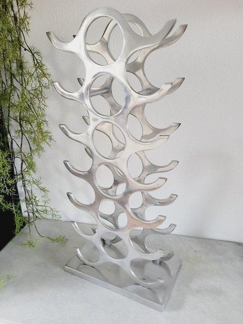 Michael Noll - Wijnrek - 20 flessen - Gepolijst Aluminium, Antiek en Kunst, Antiek | Meubels | Stoelen en Sofa's
