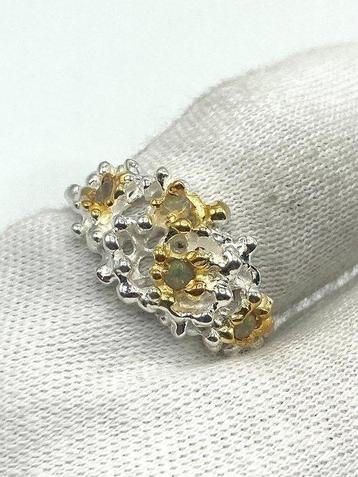 Sans Prix de Réserve - Bague Argent, Plaqué or Opale