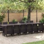 vidaXL Tuin Eettafel Set 15 pcs Bruin Polt riet, Tuin en Terras, Verzenden, Nieuw