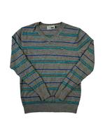 Vintage Lacoste Grey/Blue Striped Knit Sweater maat XS, Nieuw, Ophalen of Verzenden