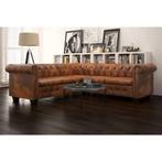vidaXL Hoekbank 5-zits Chesterfield-stijl kunstleer bruin, Huis en Inrichting, Verzenden, Nieuw