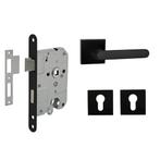 Deurbeslag set met cilinderrozet en deurklink Linee zwart..., Ophalen of Verzenden, Nieuw, Overige materialen, Klink of Kruk