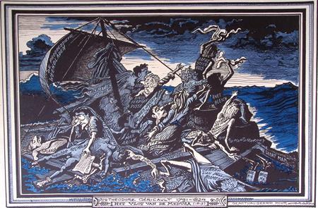 Parodie van Het vlot van de Medusa op poster (lijst optie), Verzamelen, Posters, Nieuw, Overige onderwerpen, Met lijst, Verzenden