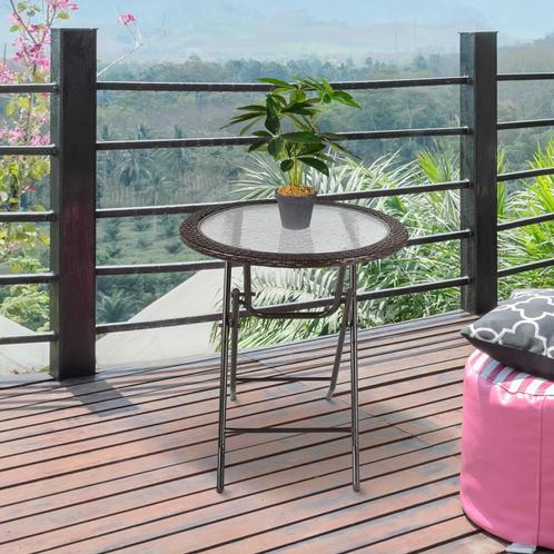Bijzettafel - Rotandecor - Staal - Bruin, Tuin en Terras, Tuinsets en Loungesets, Nieuw, Ophalen of Verzenden
